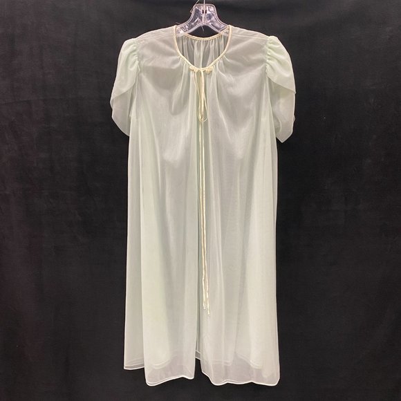 Vanity Fair- VINTAGE - 1960s 1970s Nightgown & Robe 2PC Set- Mint Green - Sz S - Picture 10 of 16
